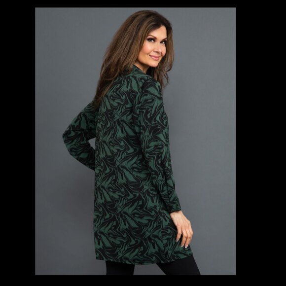 Pasha Blouse/Dress - Size M - Emerald and Black Long Blouse - Button-Up Blouse - Picture 11 of 13